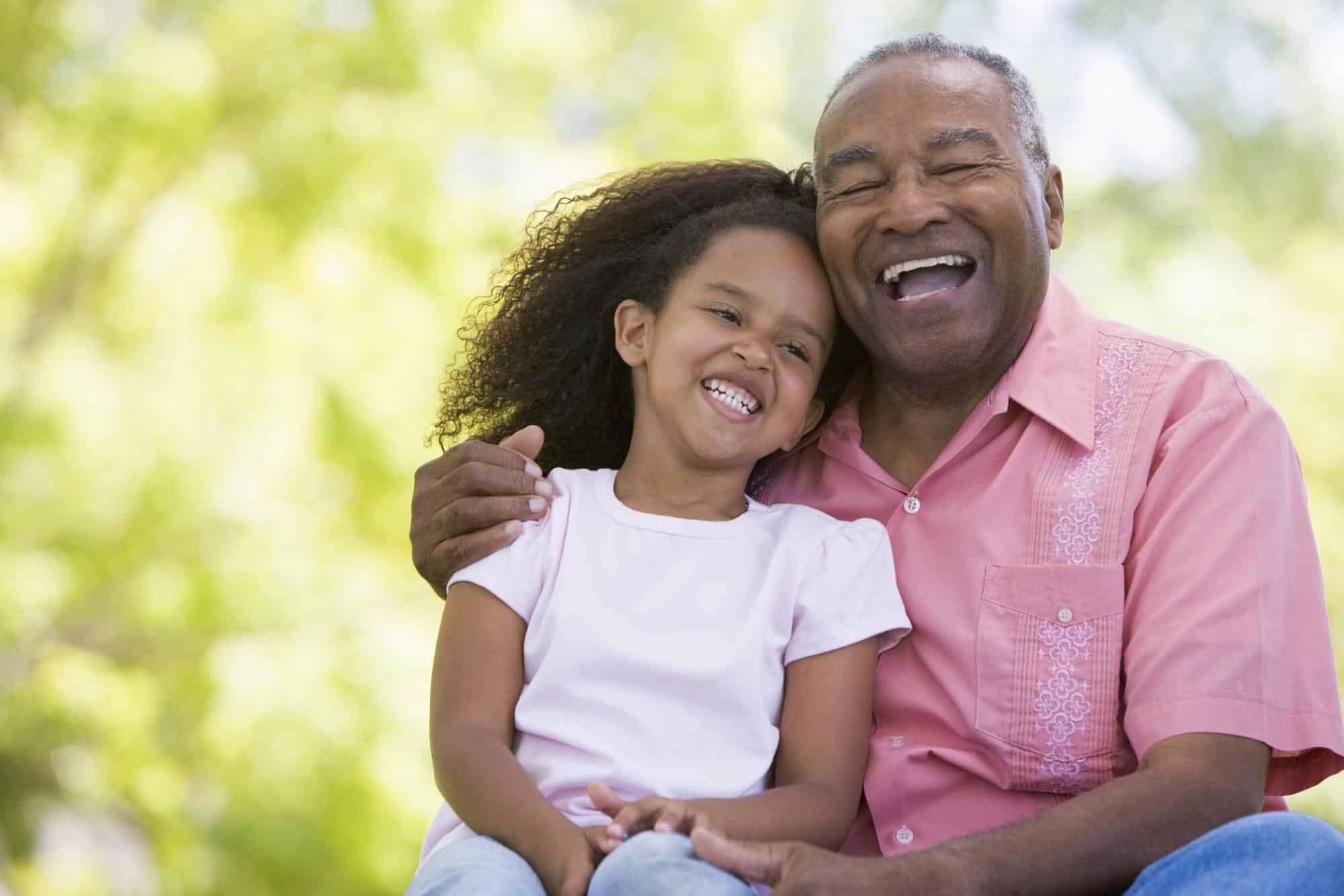 happy brook resident with granddaughter